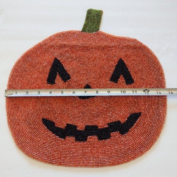 Vintage 2005 Target Halloween Beaded Charger 15 X 15 Pumpkin Jack O Lantern - Picture 3 of 8
